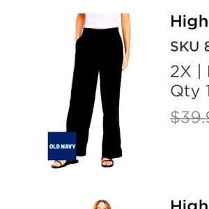 Old Navy High waisted Linen Blend Wide Leg pant - 2X Black plus size